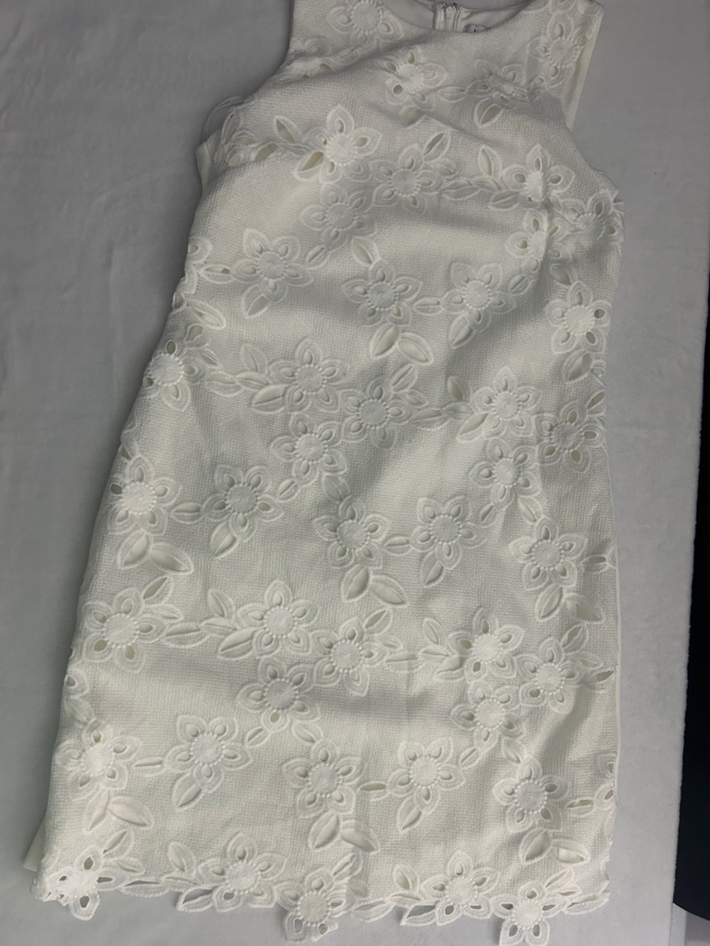Kensie White Floral Lace Sleeveless Dress
